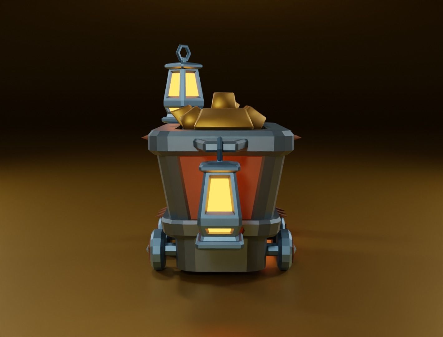 Mining cart 3D model Low-poly 3D model_4