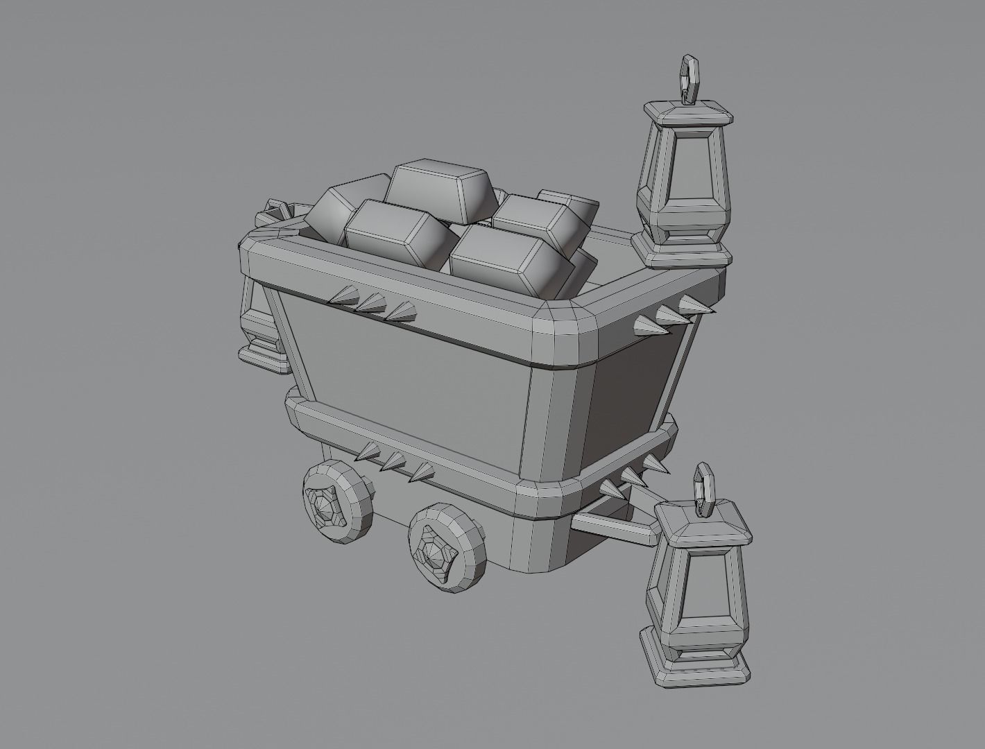 Mining cart 3D model Low-poly 3D model_17