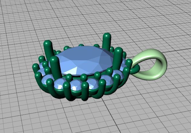 Diana Pendant Necklace Oval stone 10mm x 8mm 3dmodel 3D print model_32