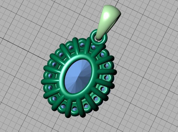 Diana Pendant Necklace Oval stone 10mm x 8mm 3dmodel 3D print model_28