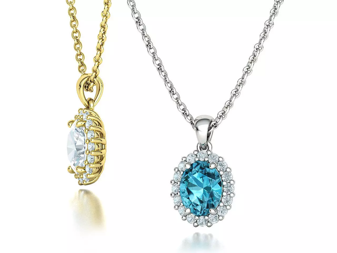 Diana Pendant Necklace Oval stone 10mm x 8mm 3dmodel 3D print model_0