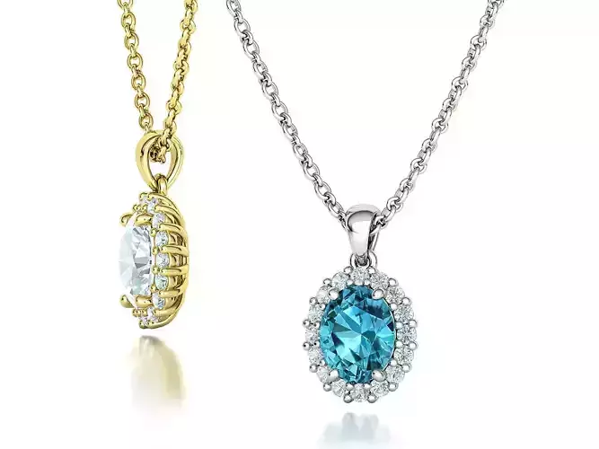 Diana Pendant Necklace Oval stone 10mm x 8mm 3dmodel 3D print model
