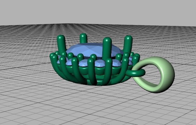 Diana Pendant Necklace Oval stone 10mm x 8mm 3dmodel 3D print model_33