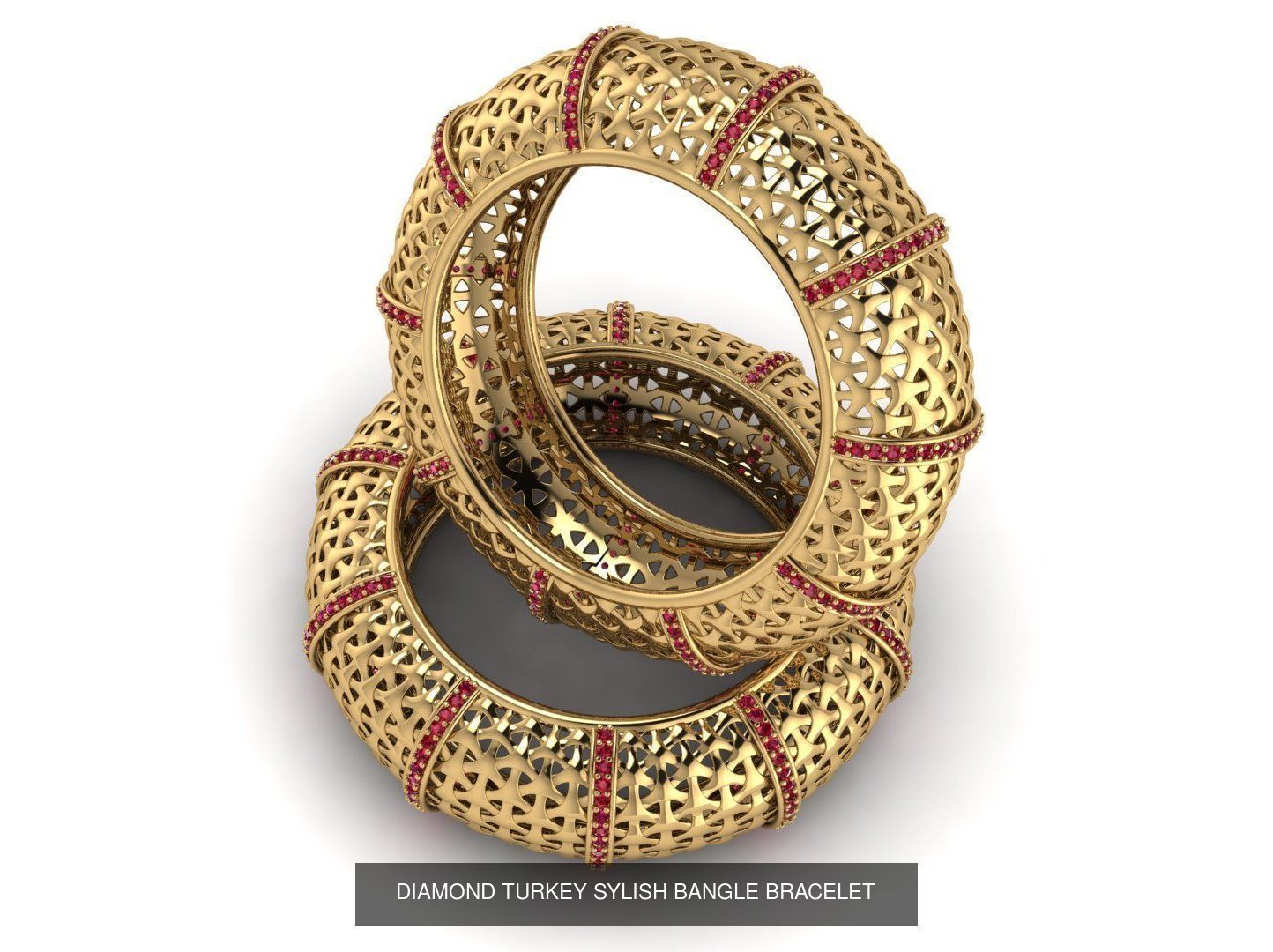 9 UNIQUE ELEGANT GOLD BANGLE BRACELET 3D Model Collection_9