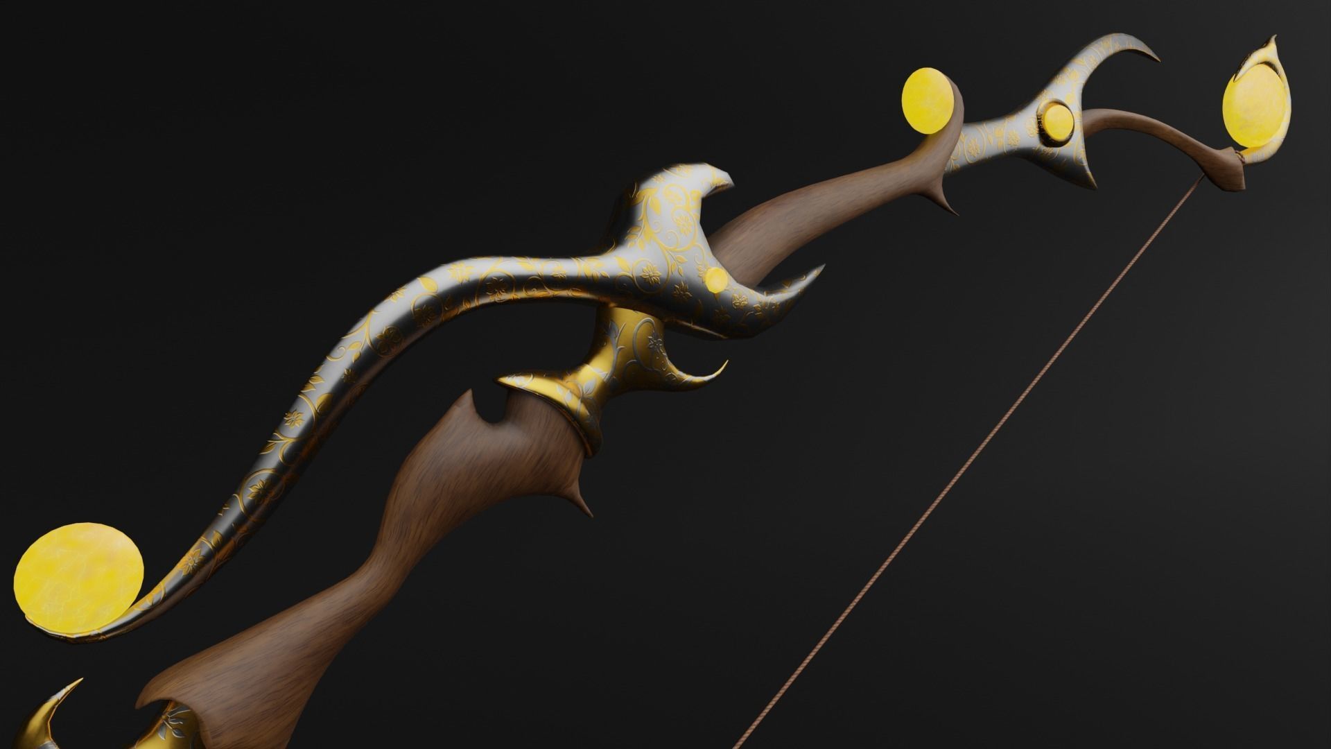 Elf Bow Low-poly 3D model_3