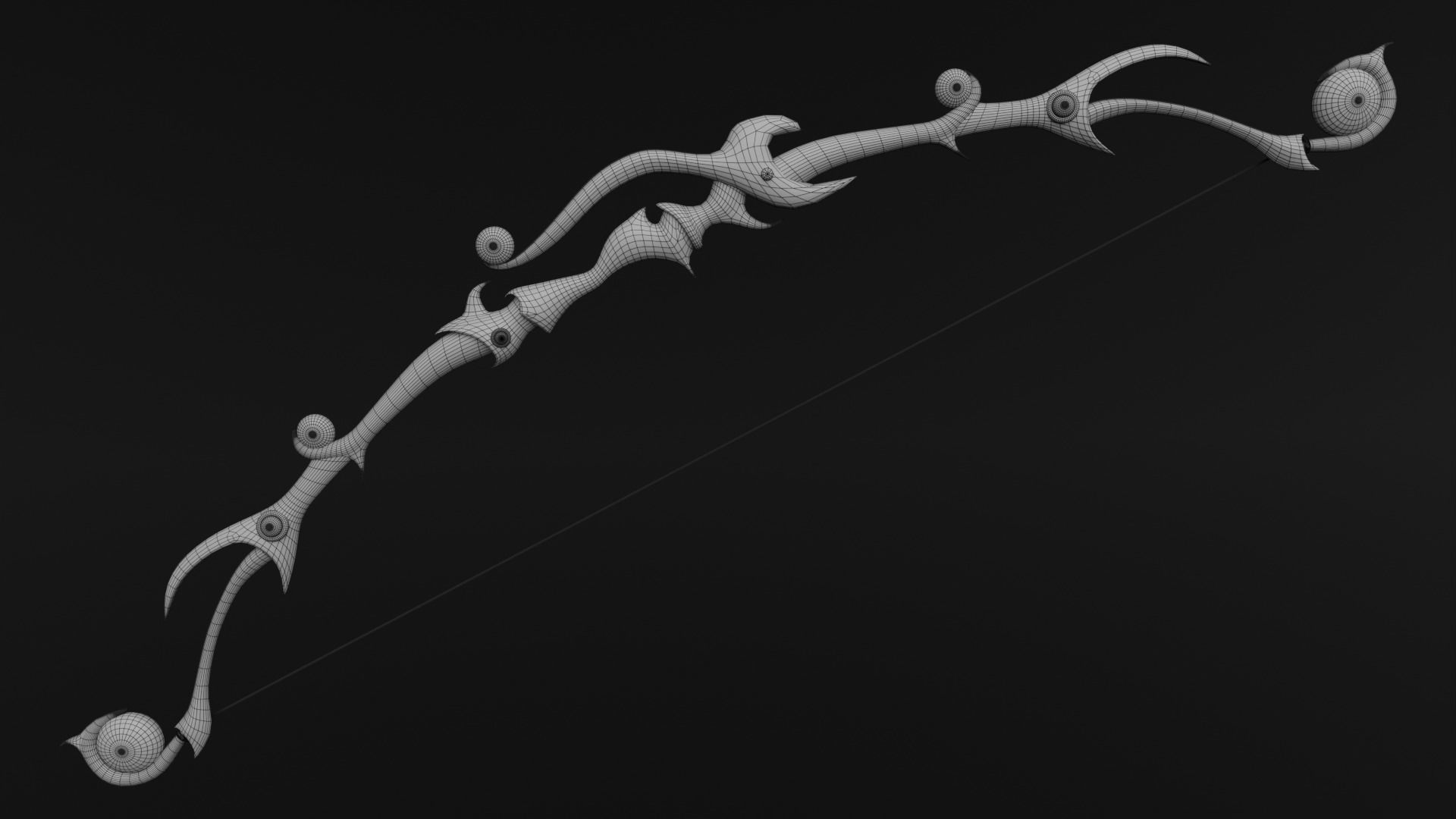Elf Bow Low-poly 3D model_5