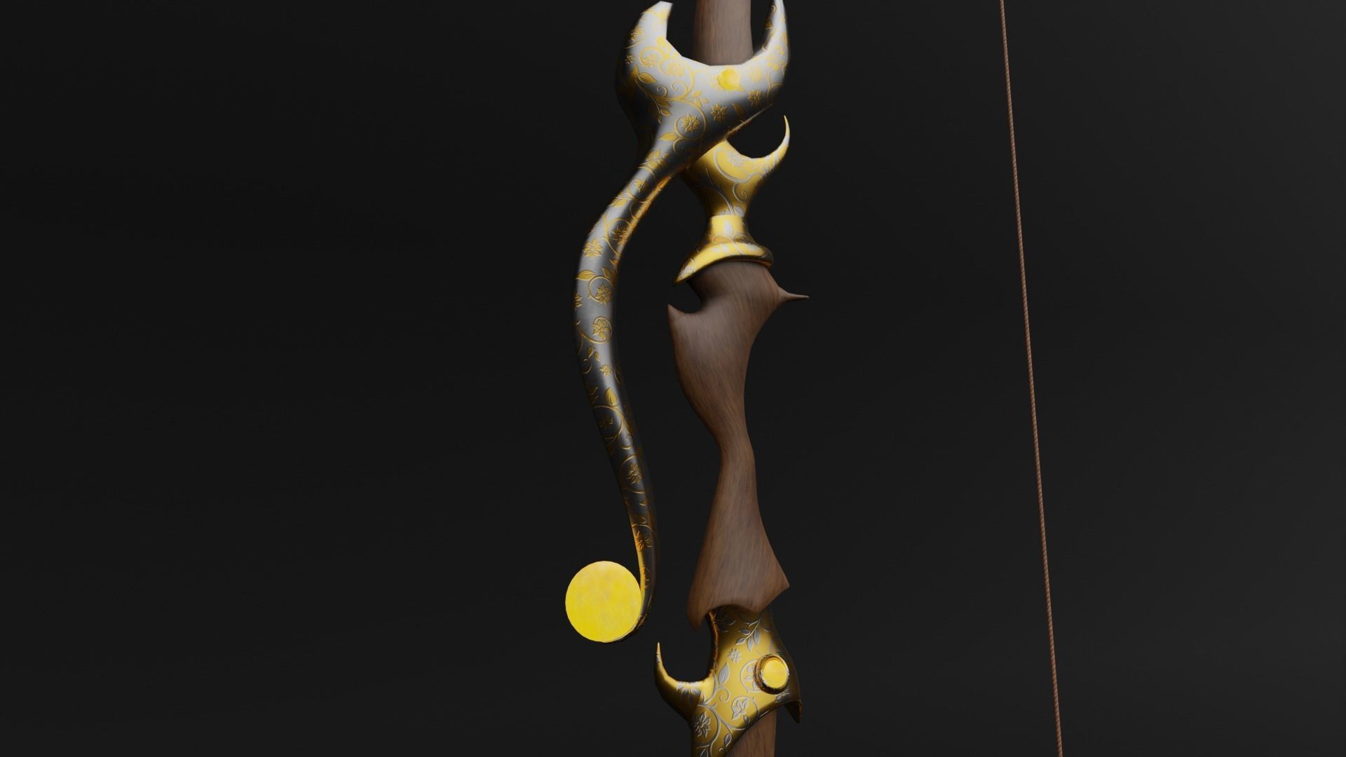 Elf Bow Low-poly 3D model_1