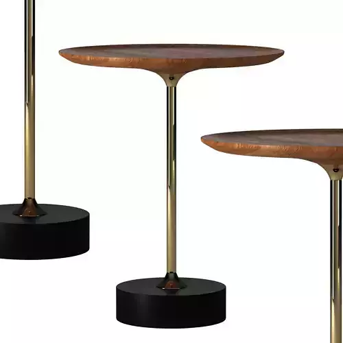 Round Wooden Bronze Marble Cocktail Table