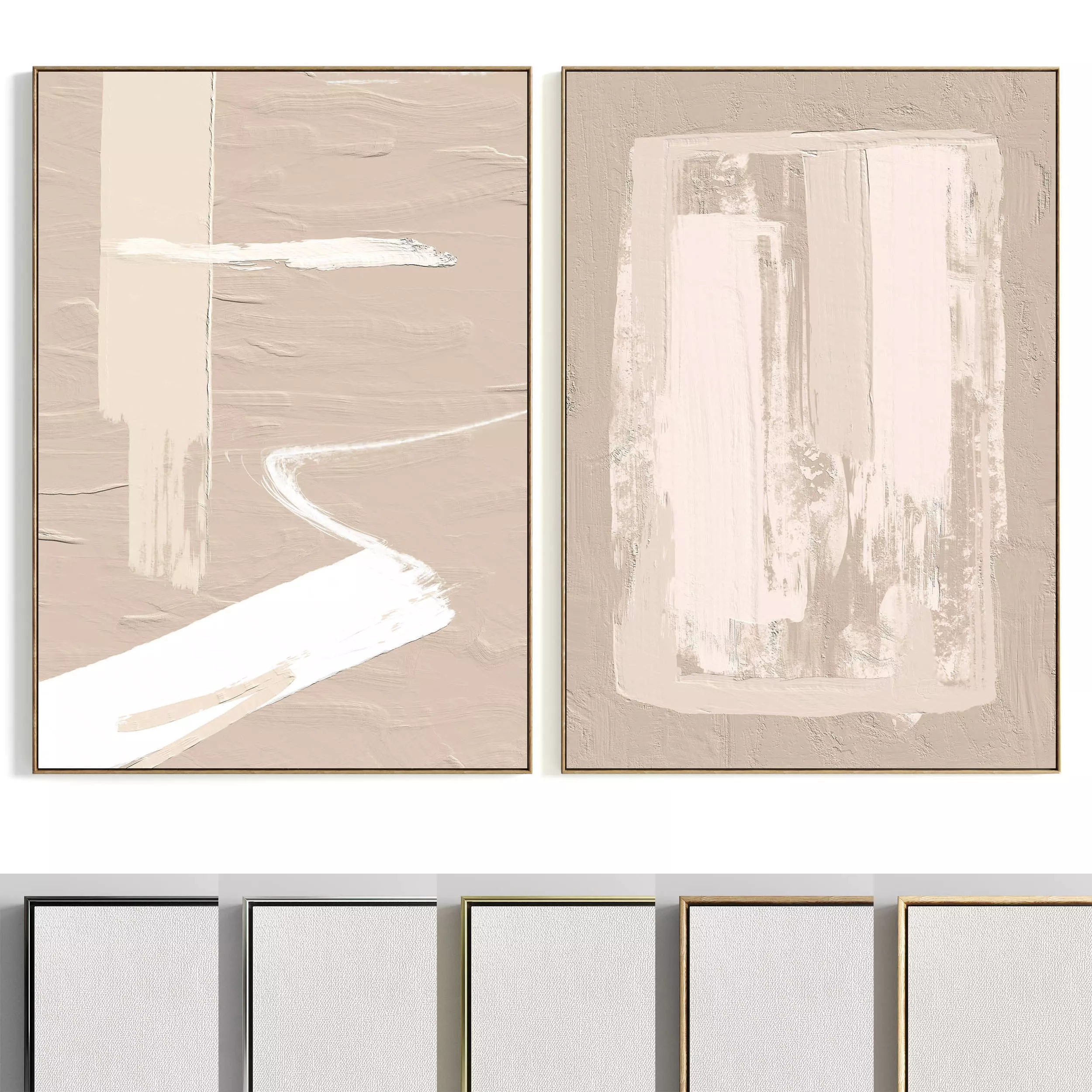 Plaster Two Photo Frame 405 Low-poly 3D model_0