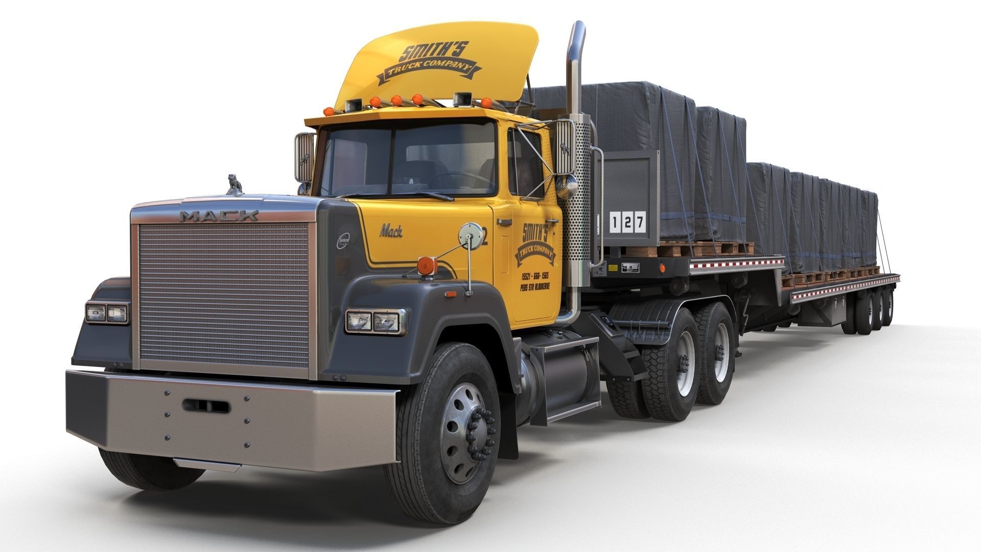 SuperLiner dropdeck trailer Low-poly 3D model_10