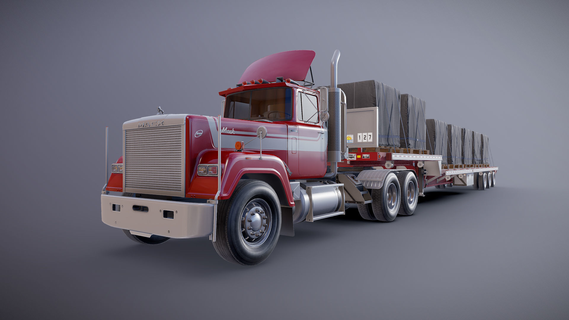 SuperLiner dropdeck trailer Low-poly 3D model_27