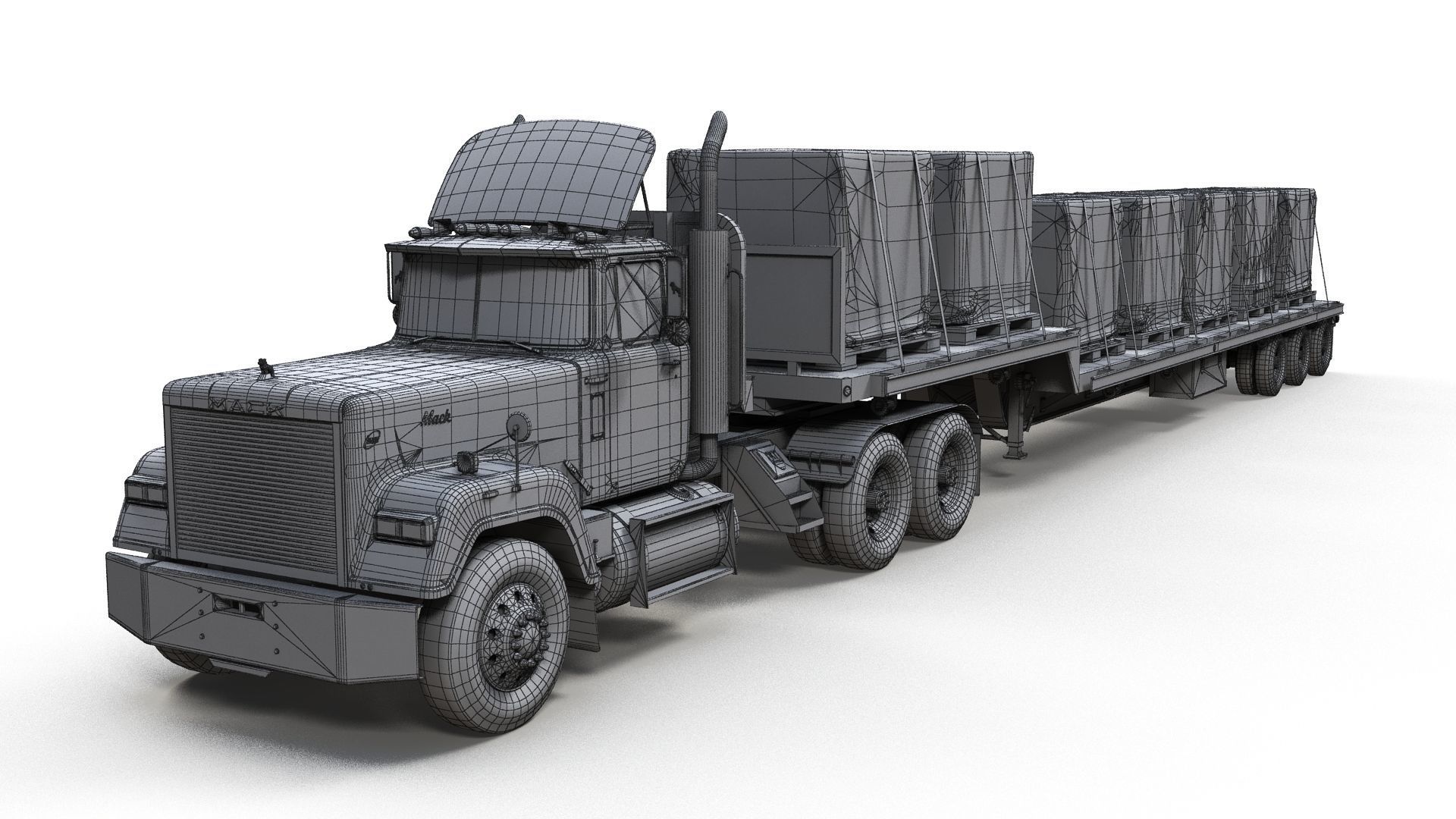 SuperLiner dropdeck trailer Low-poly 3D model_11