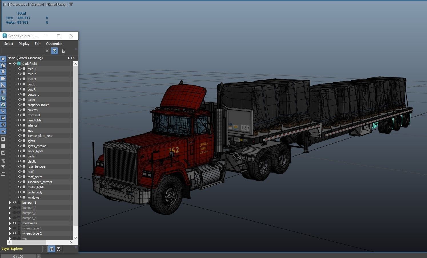 SuperLiner dropdeck trailer Low-poly 3D model_41