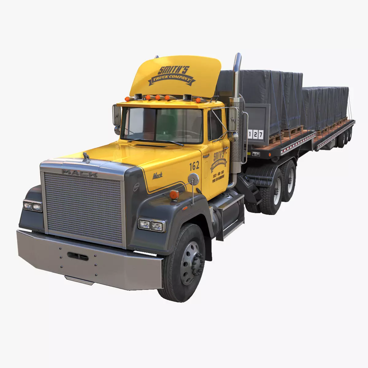 SuperLiner dropdeck trailer Low-poly 3D model_0