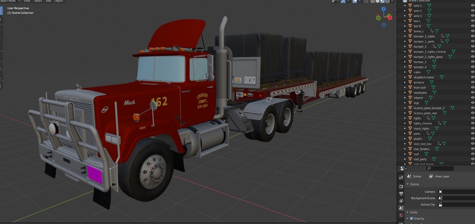 SuperLiner dropdeck trailer Low-poly 3D model_46