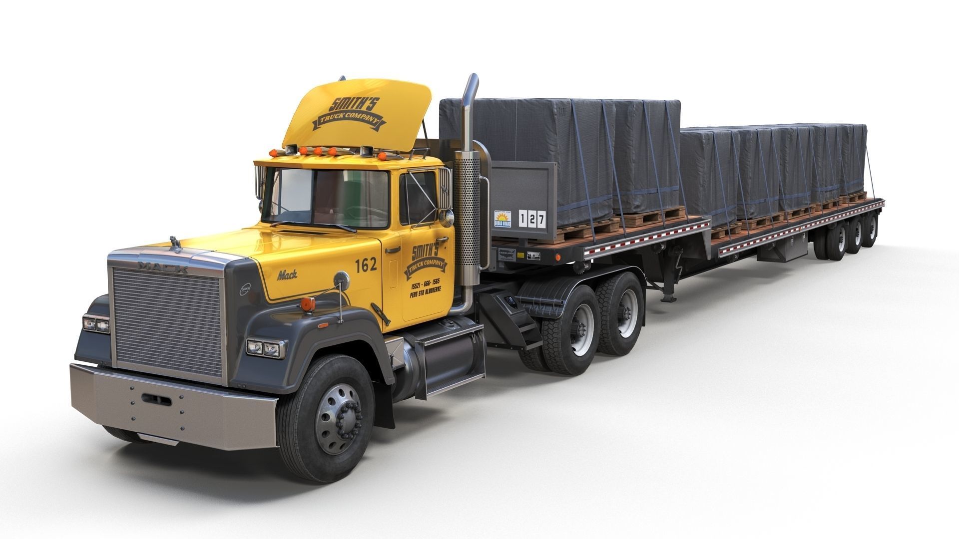 SuperLiner dropdeck trailer Low-poly 3D model_3