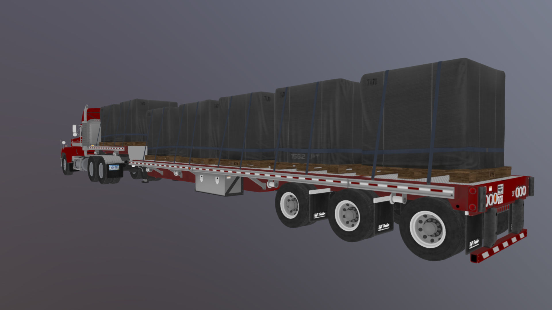 SuperLiner dropdeck trailer Low-poly 3D model_40