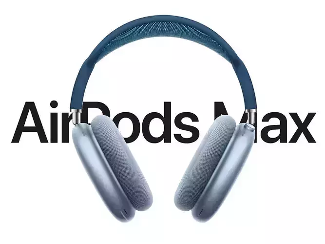 Headphones Apple AirPods Max sky blue Low-poly 3D model