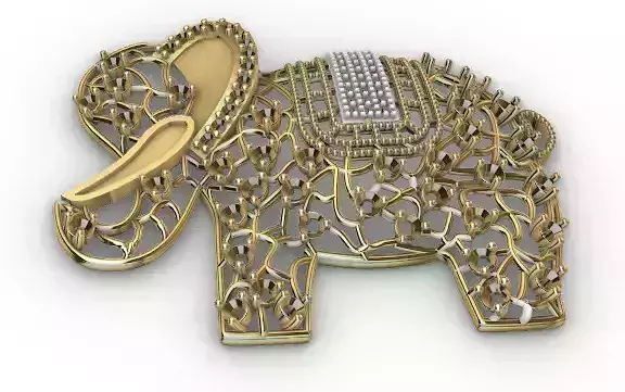 Gold elephant and gems Elefante de oro y gemas 3D print model