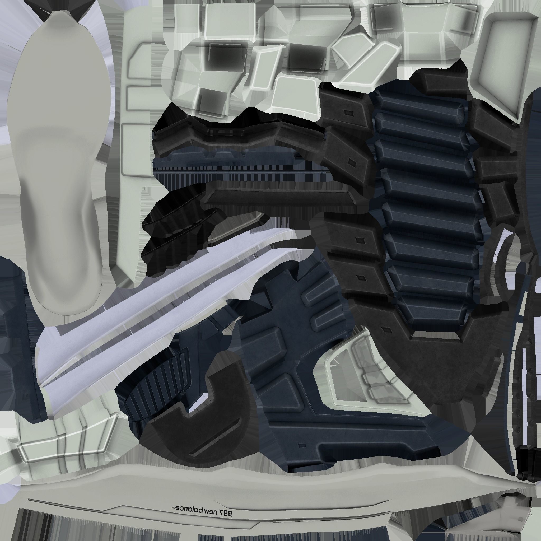 NEW BALANCE 997 3D SHOES - WHITE - RED Low-poly 3D model_14