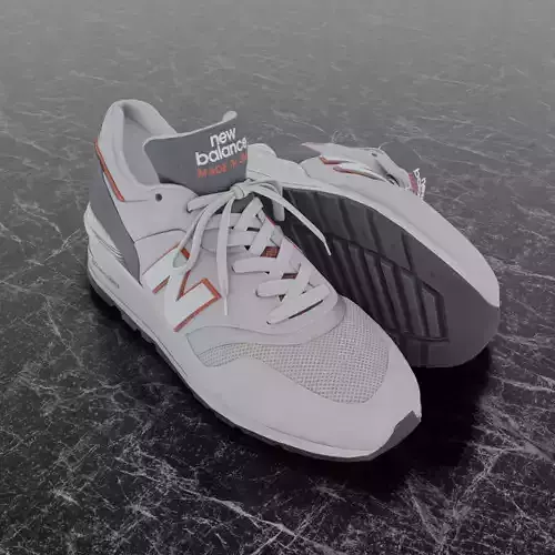 NEW BALANCE 997 3D SHOES - WHITE - RED Low-poly 3D model