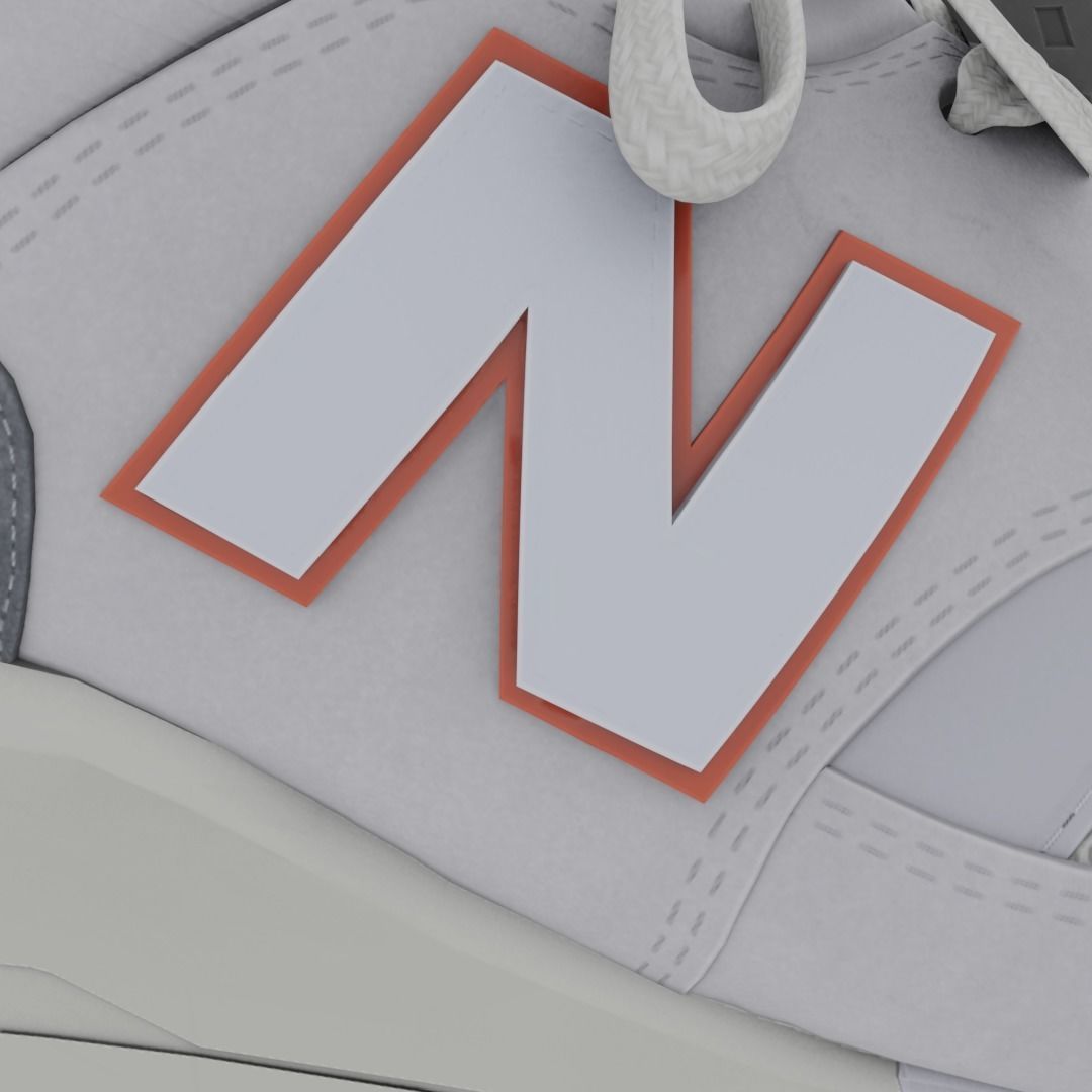 NEW BALANCE 997 3D SHOES - WHITE - RED Low-poly 3D model_12