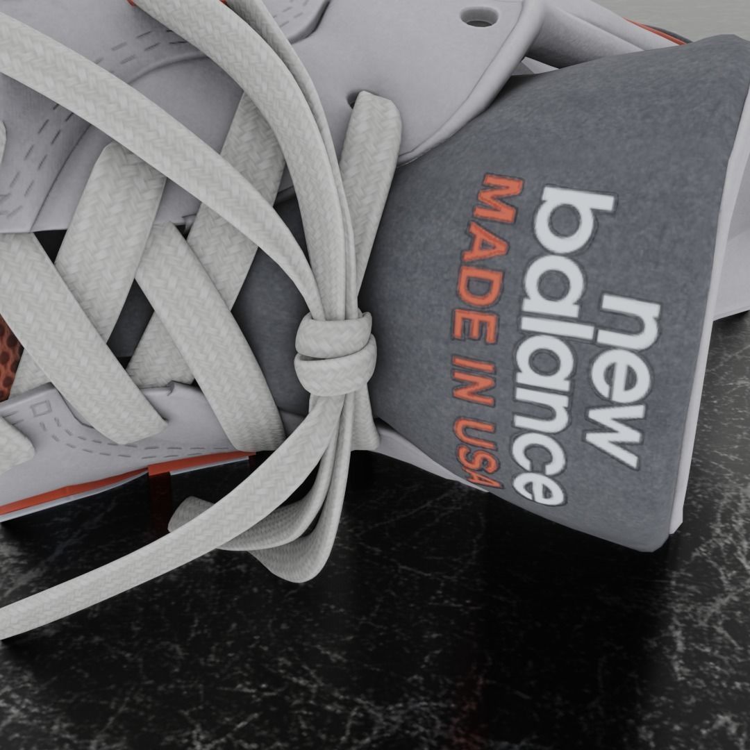 NEW BALANCE 997 3D SHOES - WHITE - RED Low-poly 3D model_9