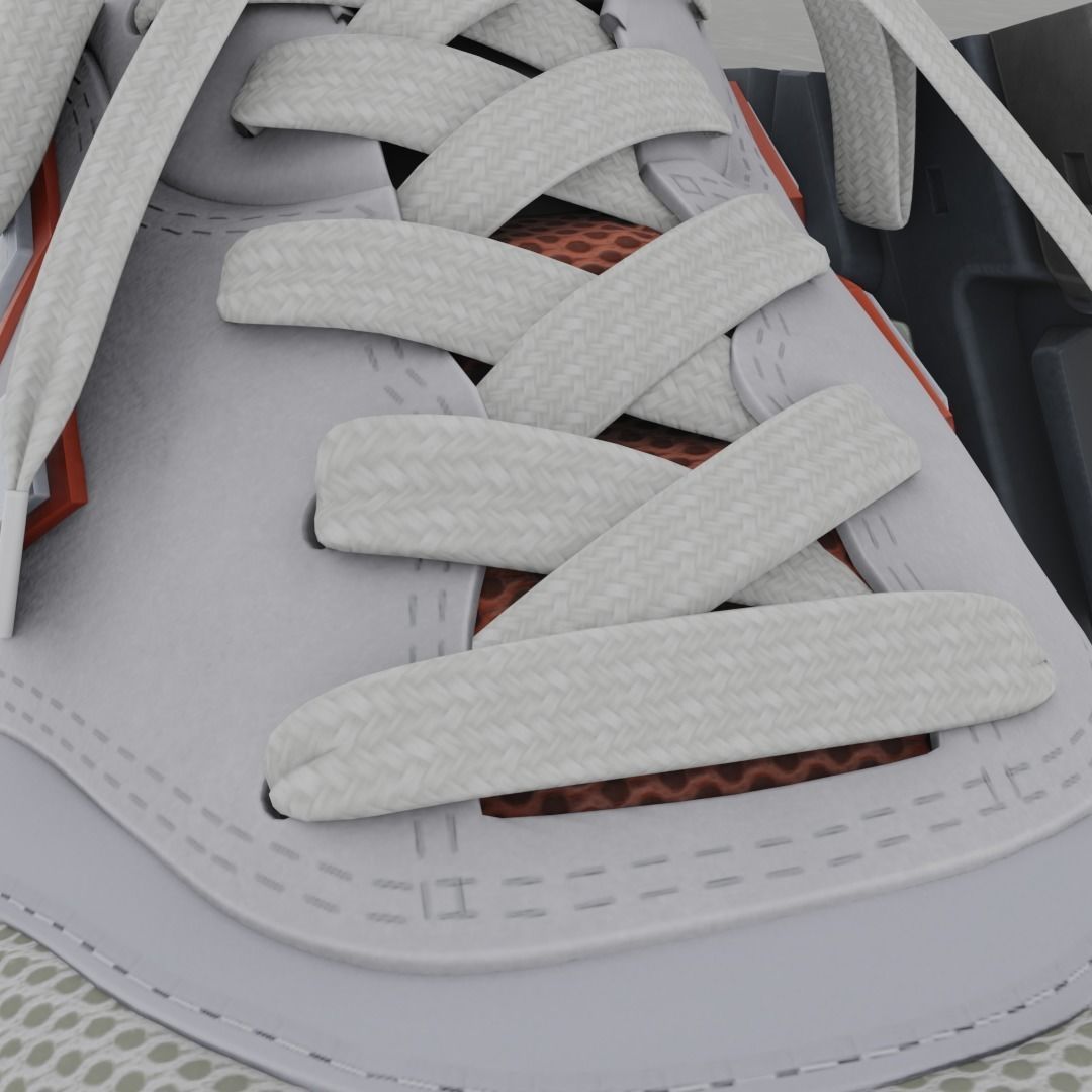 NEW BALANCE 997 3D SHOES - WHITE - RED Low-poly 3D model_13