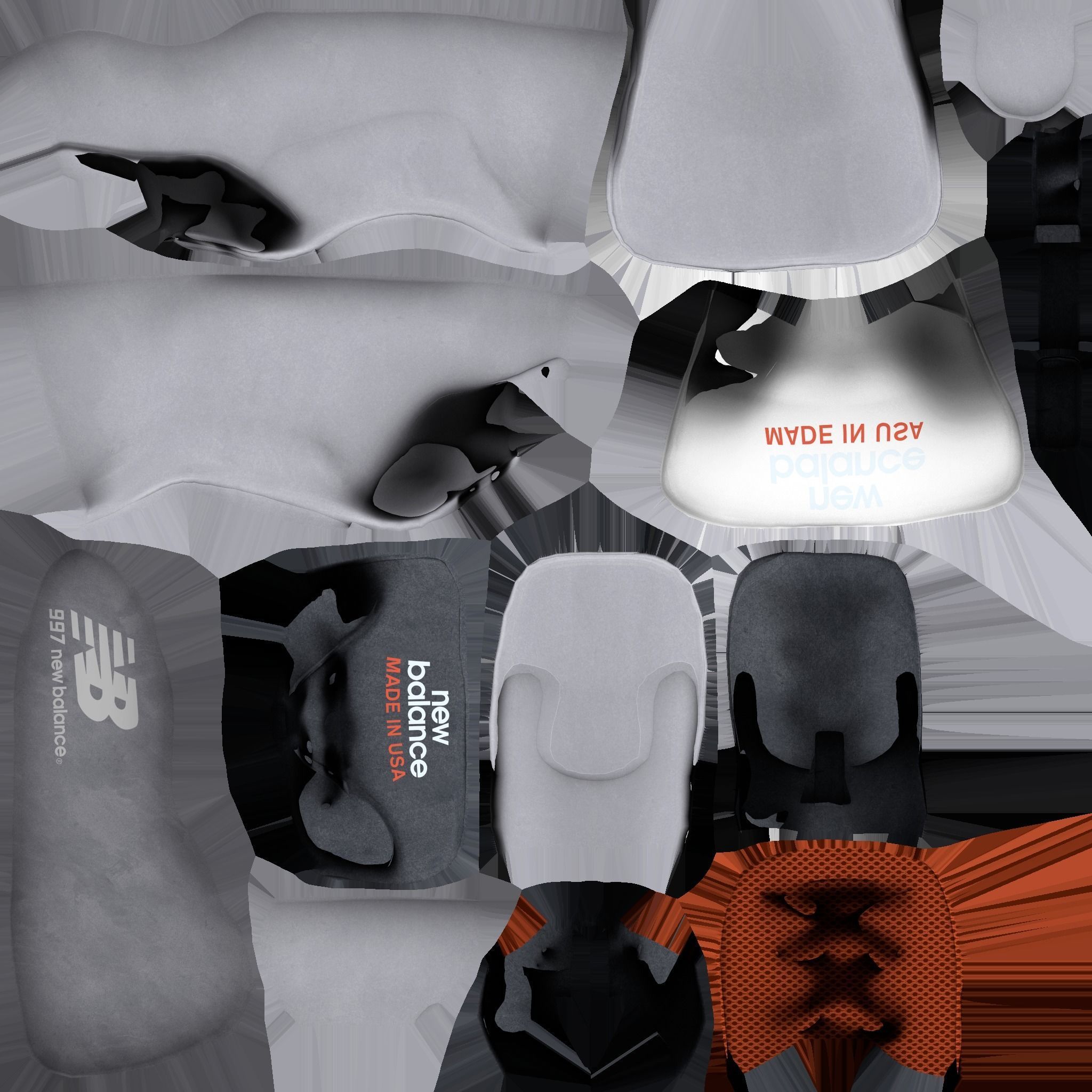 NEW BALANCE 997 3D SHOES - WHITE - RED Low-poly 3D model_15