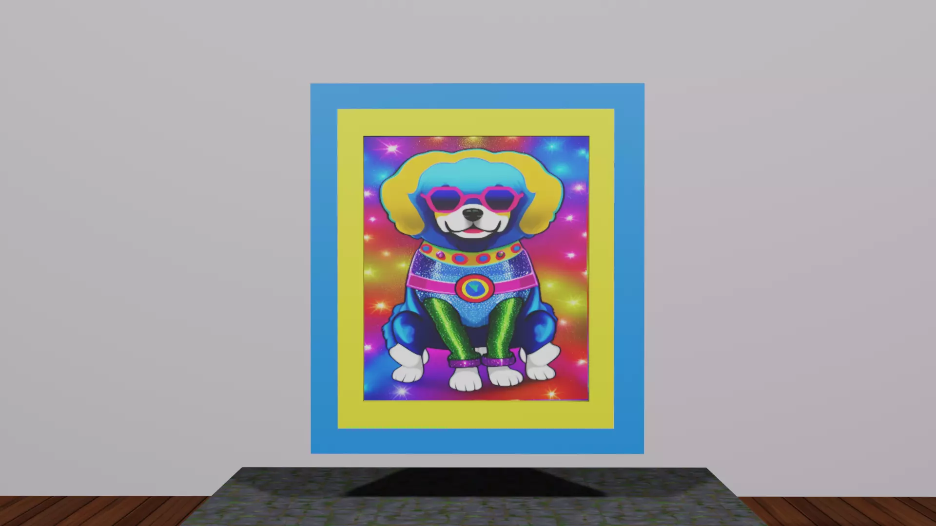 CGI or Video Game Painting Disco Dog Low-poly 3D model_0
