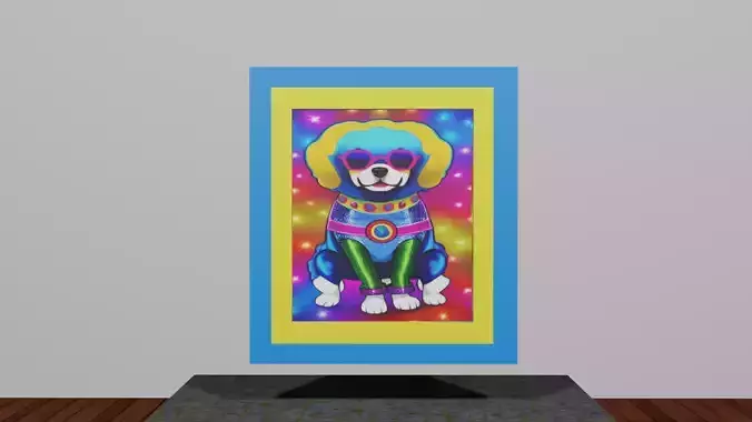 CGI or Video Game Painting Disco Dog Low-poly 3D model