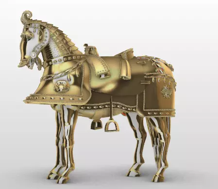 Gold horse and gems  Caballo de oro y gemas 3D print model_0