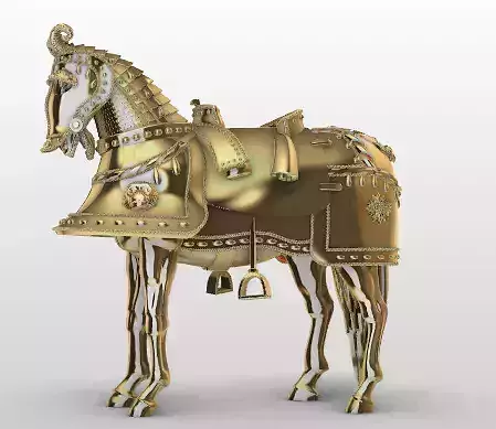 Gold horse and gems  Caballo de oro y gemas