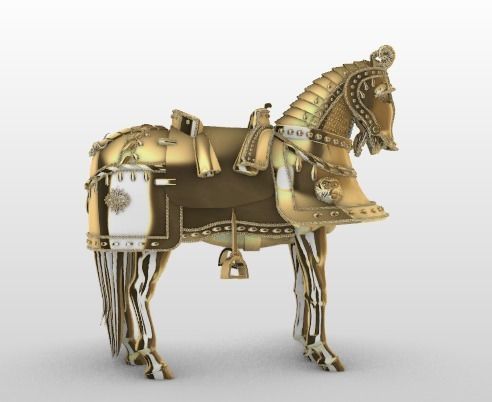 Gold horse and gems  Caballo de oro y gemas 3D print model_4
