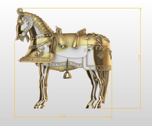 Gold horse and gems  Caballo de oro y gemas 3D print model_3