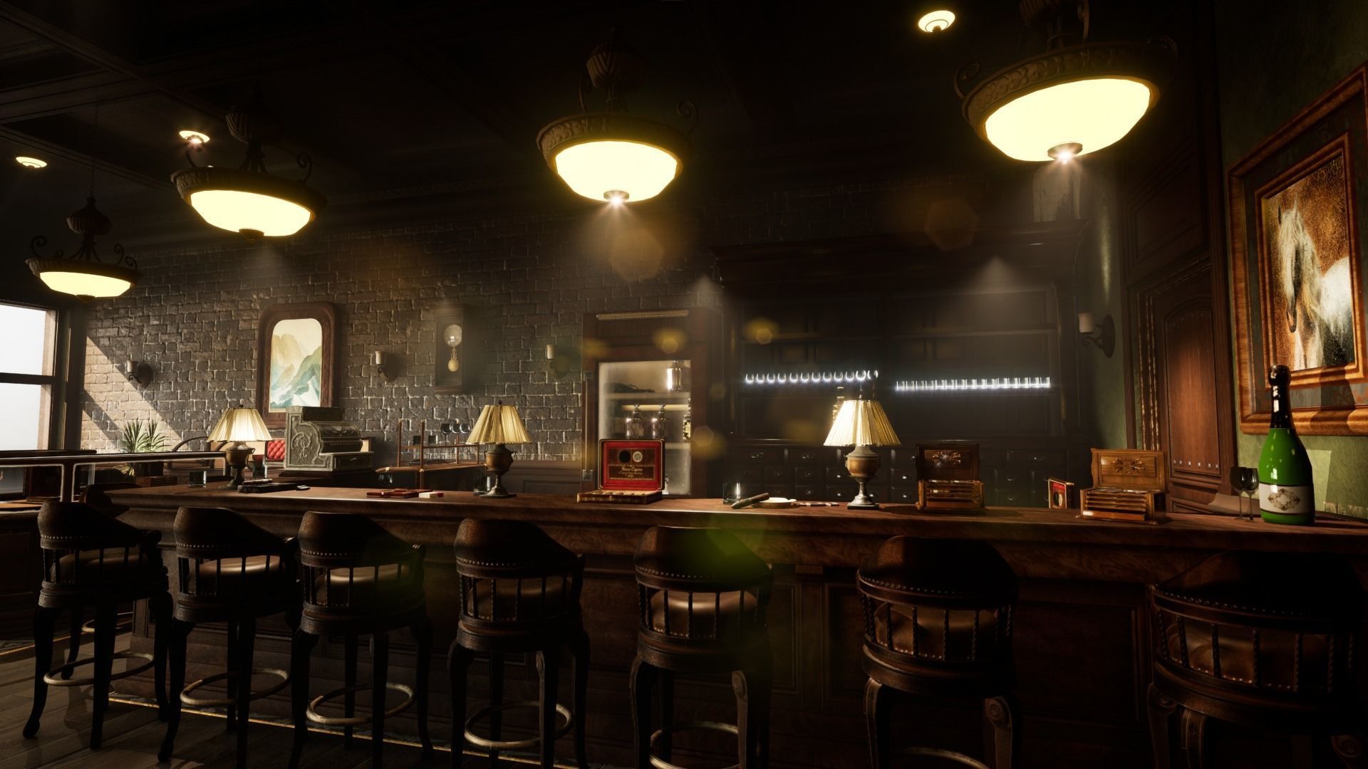 Cigar Store Pub Environment - Modular Pack - UE5 Low-poly 3D model_17