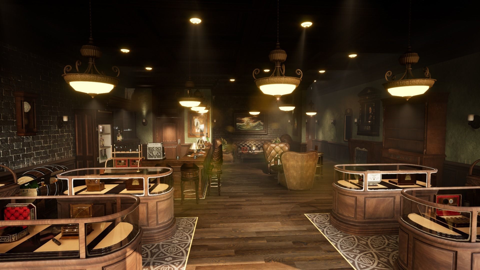 Cigar Store Pub Environment - Modular Pack - UE5 Low-poly 3D model_2