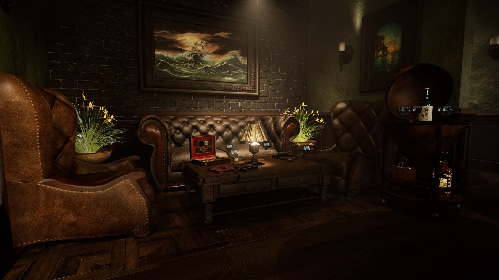 Cigar Store Pub Environment - Modular Pack - UE5 Low-poly 3D model_11