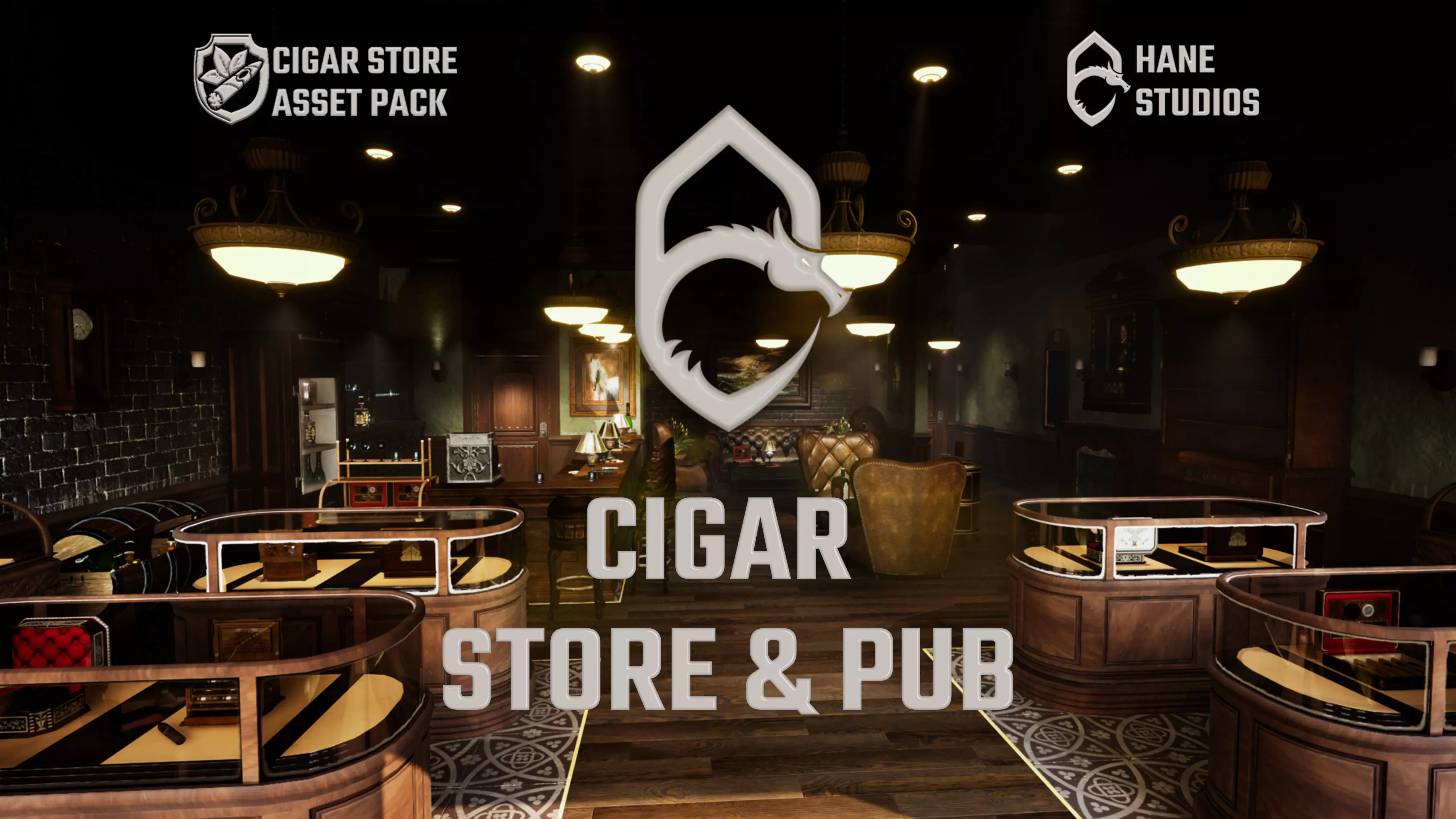 Cigar Store Pub Environment - Modular Pack - UE5 Low-poly 3D model_0