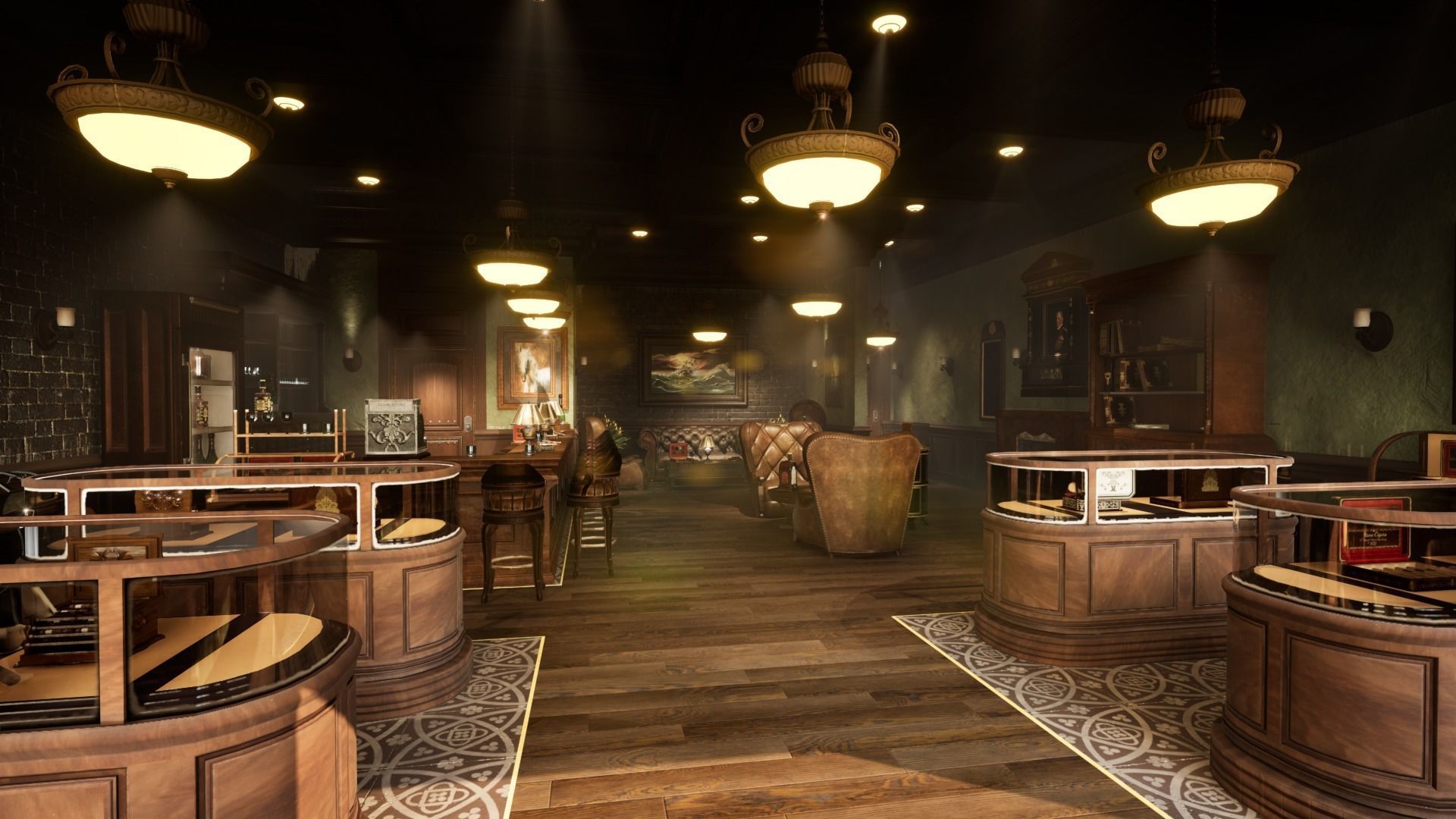 Cigar Store Pub Environment - Modular Pack - UE5 Low-poly 3D model_45