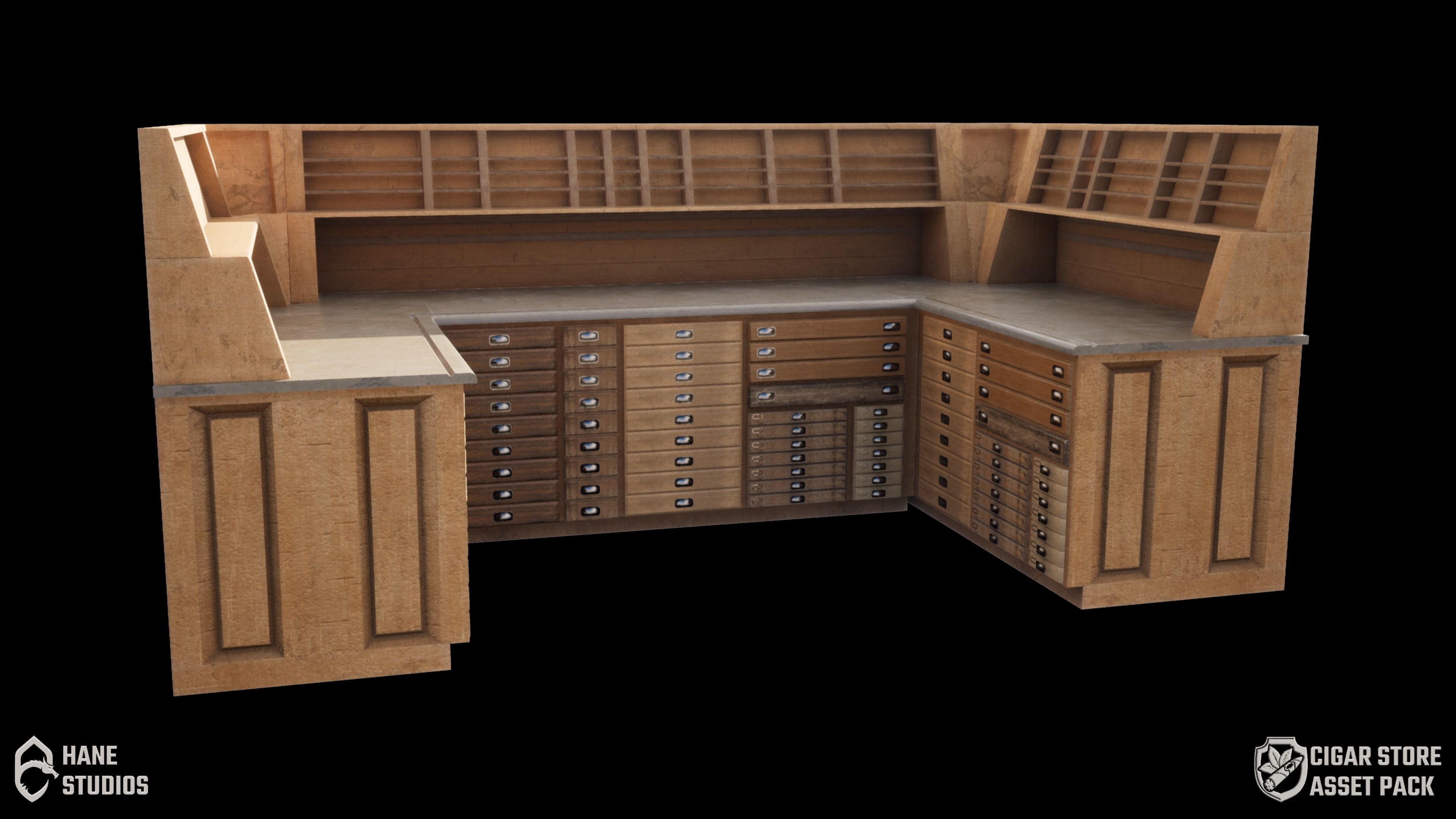 Cigar Store Pub Environment - Modular Pack - UE5 Low-poly 3D model_25