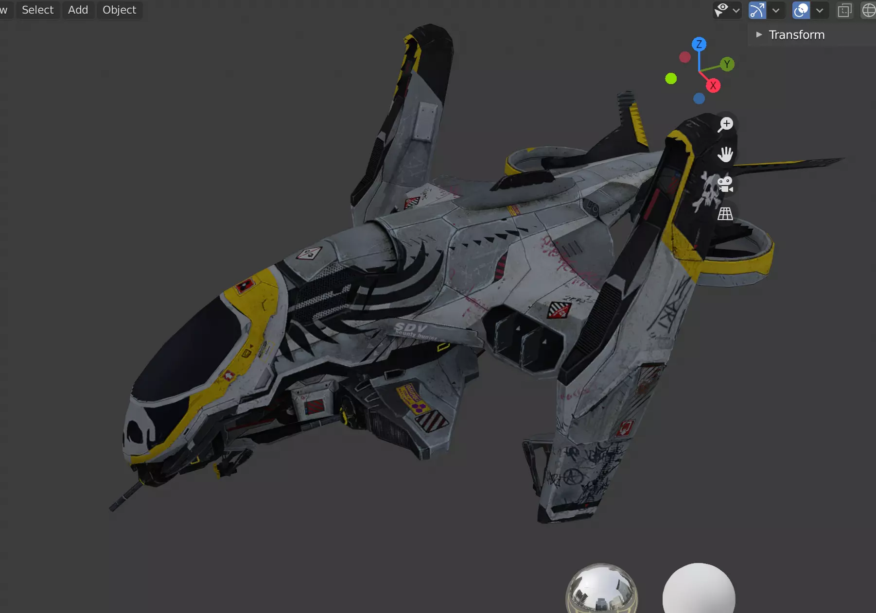 space ship Low-poly 3D model_0