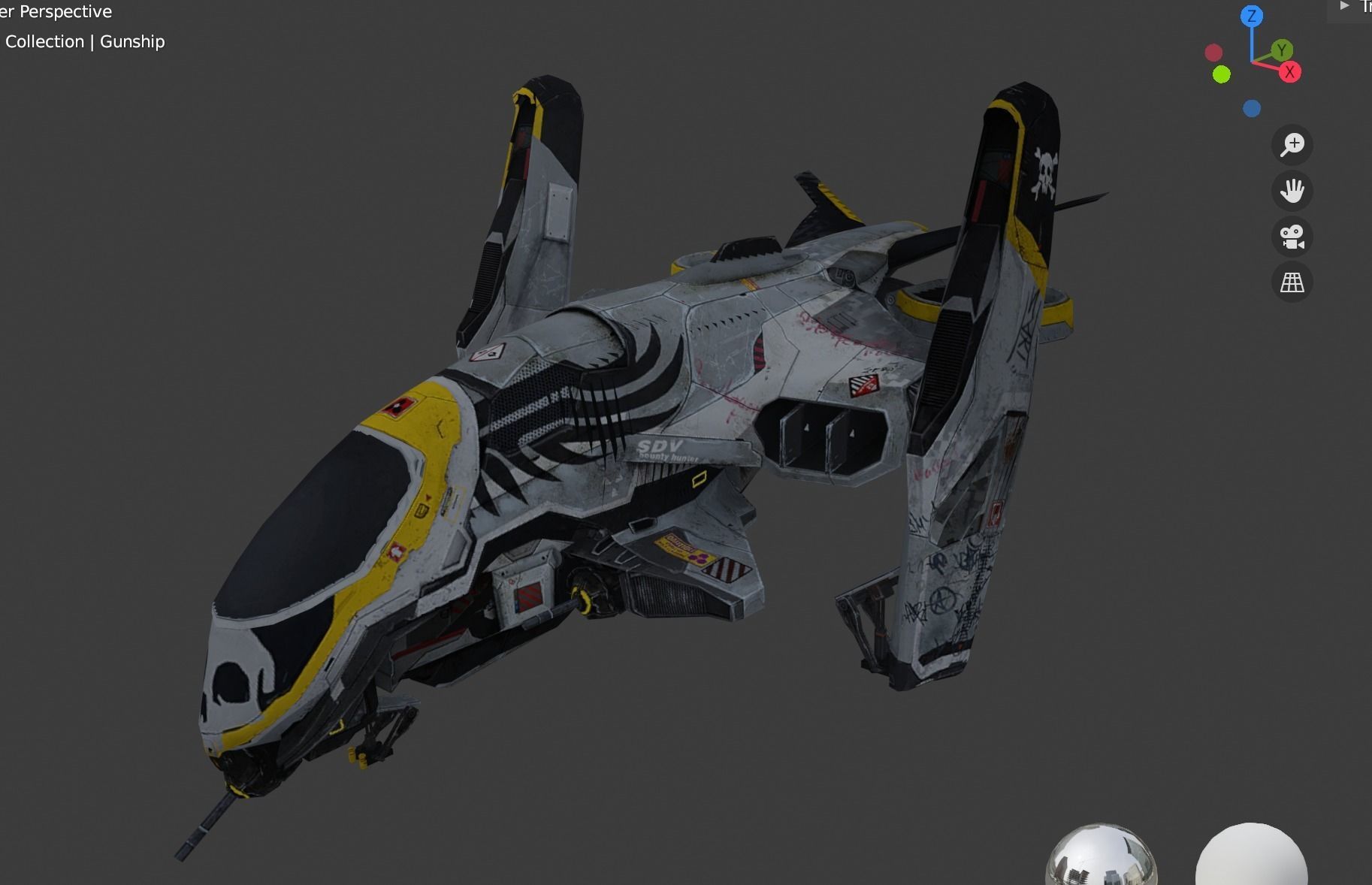 space ship Low-poly 3D model_1