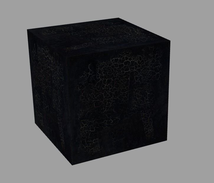 black cube Low-poly 3D model_1