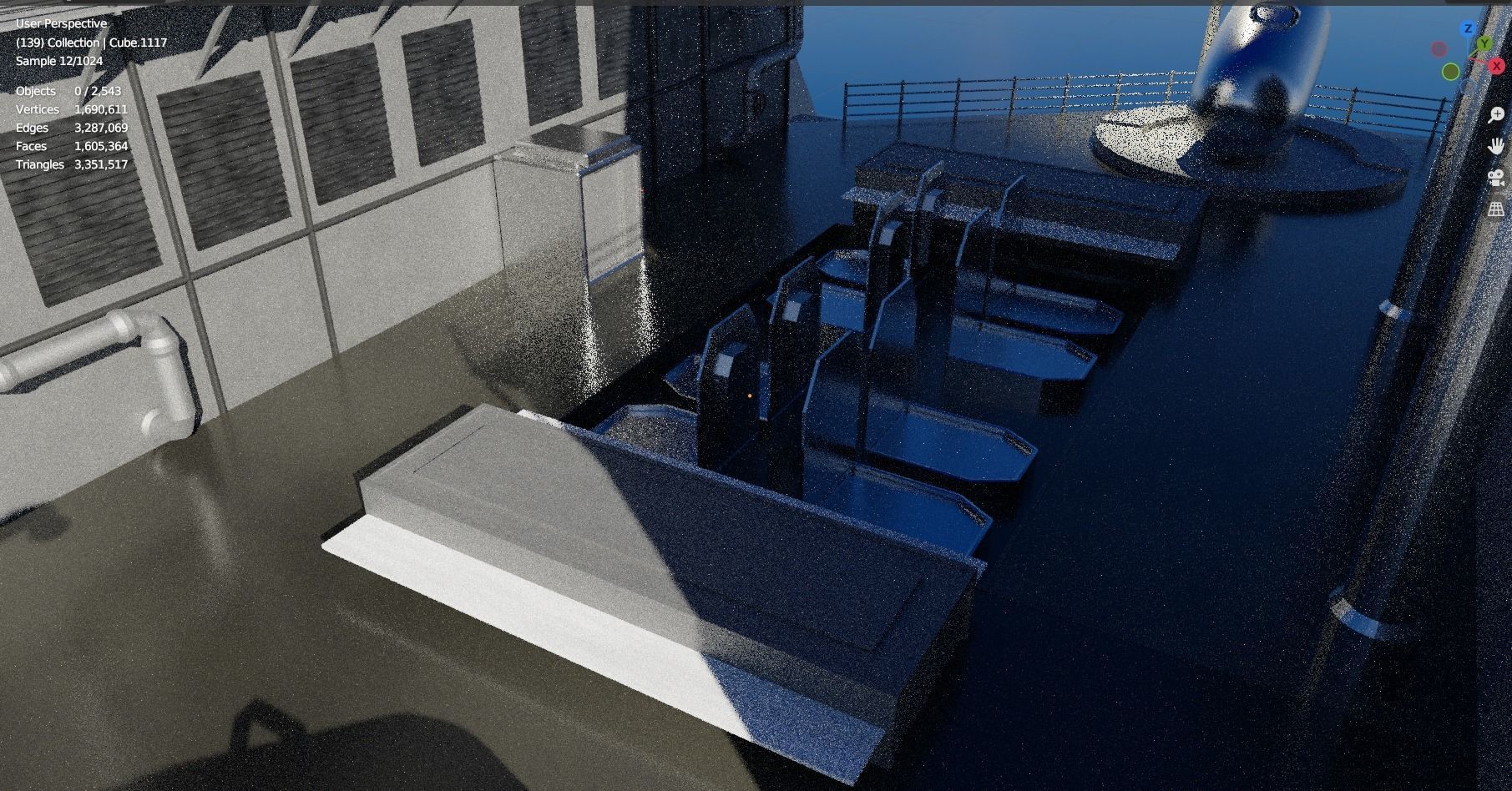 Pirate Hunter Ship with Pilot House 3D model_7