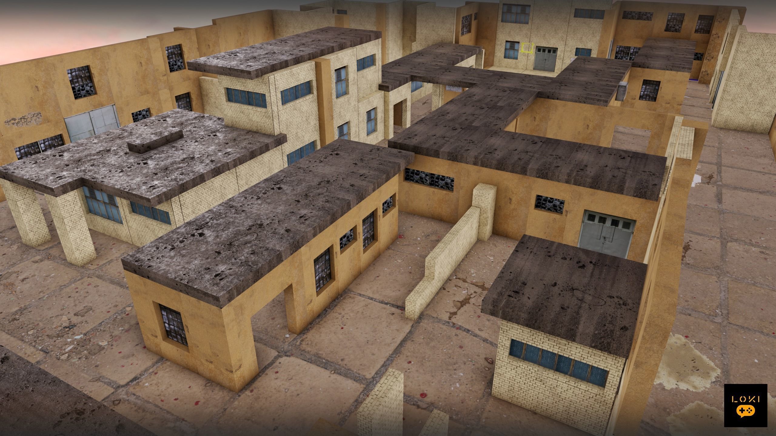 Abandoned Dust Factory Game Map for FPS Game 3D model_3