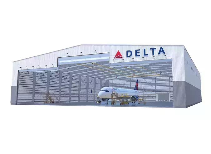Delta Airlines Maintenance Hangar A321Neo Low-poly 3D model