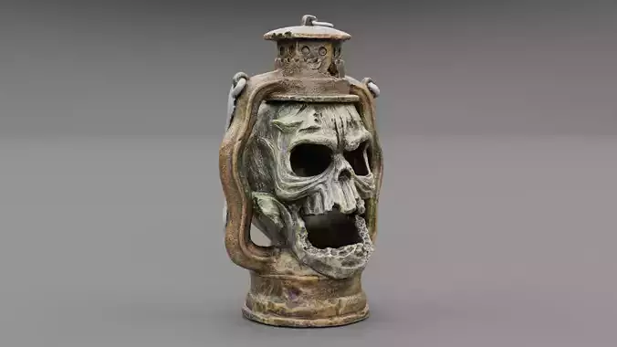 Skull lamp high-poly