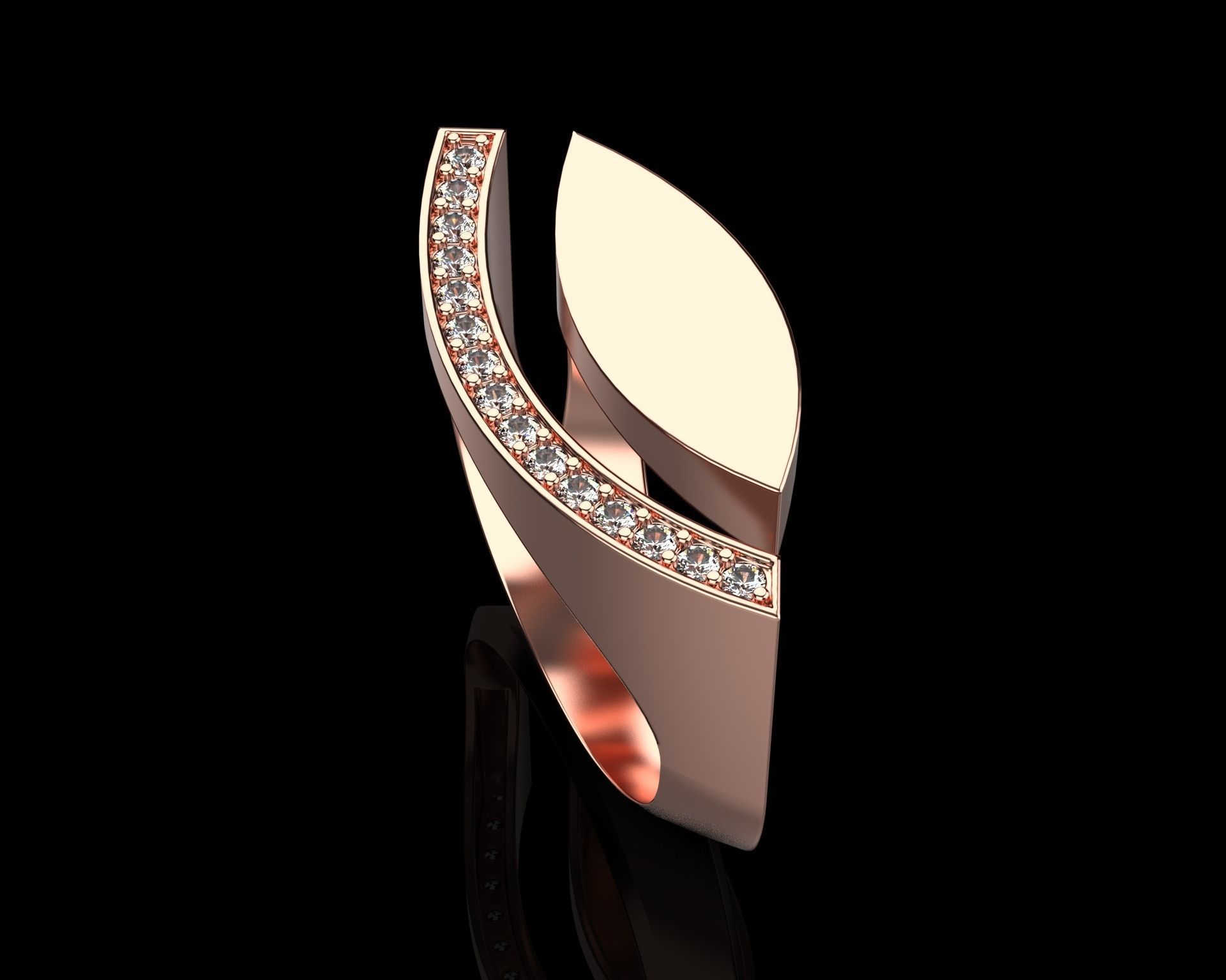 Ring with Diamonds N60 3D print model_9
