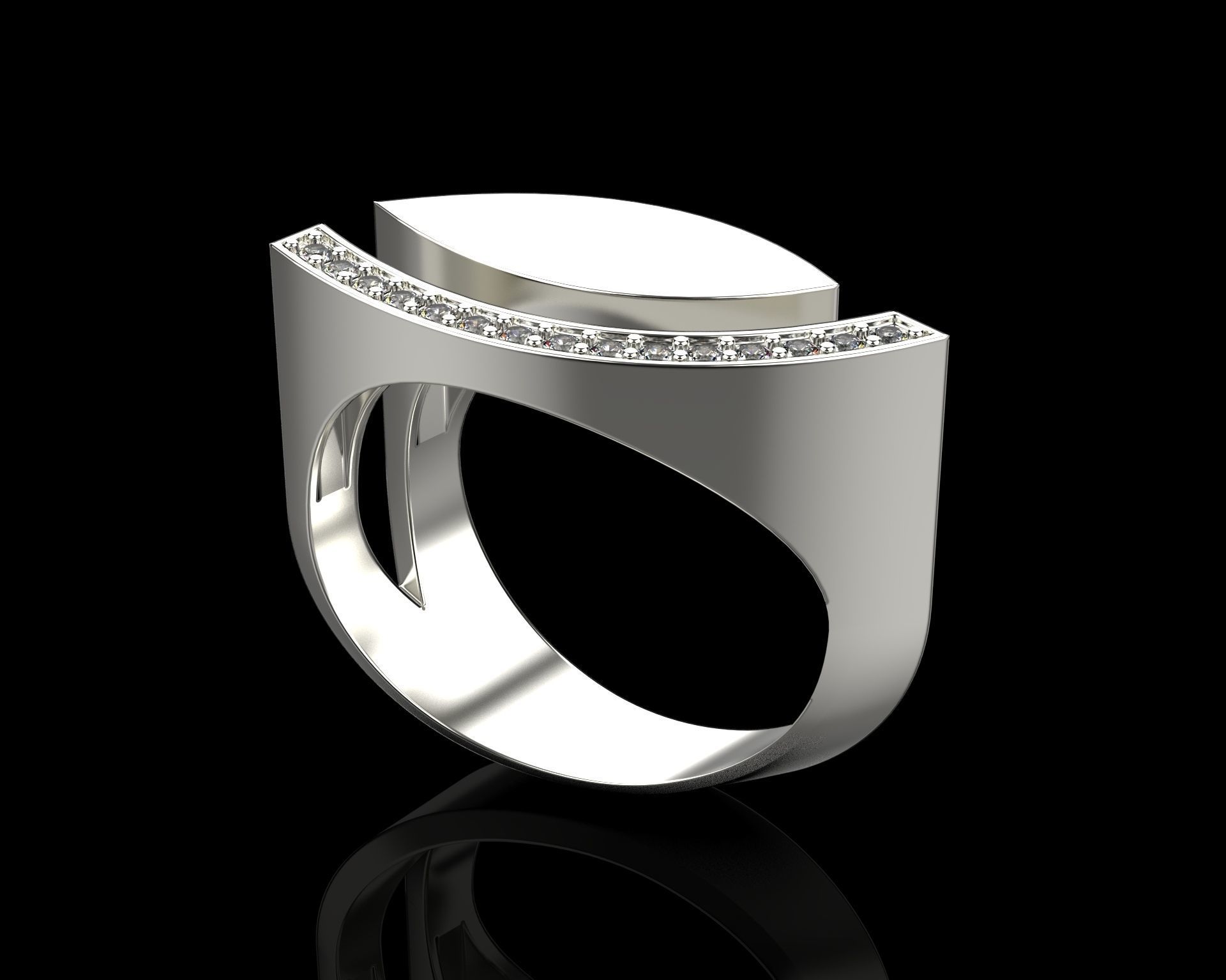 Ring with Diamonds N60 3D print model_13